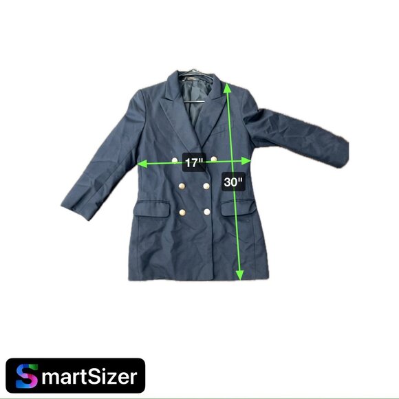 Vintage Marks & Spencer Navy Blazer With Gold Buttons Womens Long Fit Size 10 - Picture 7 of 8